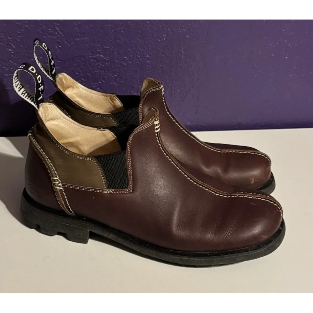 JOHN FLUEVOG D.D.F.T. Nature Angels Manship Slip Brown Leather Boots 10.5 Shoes